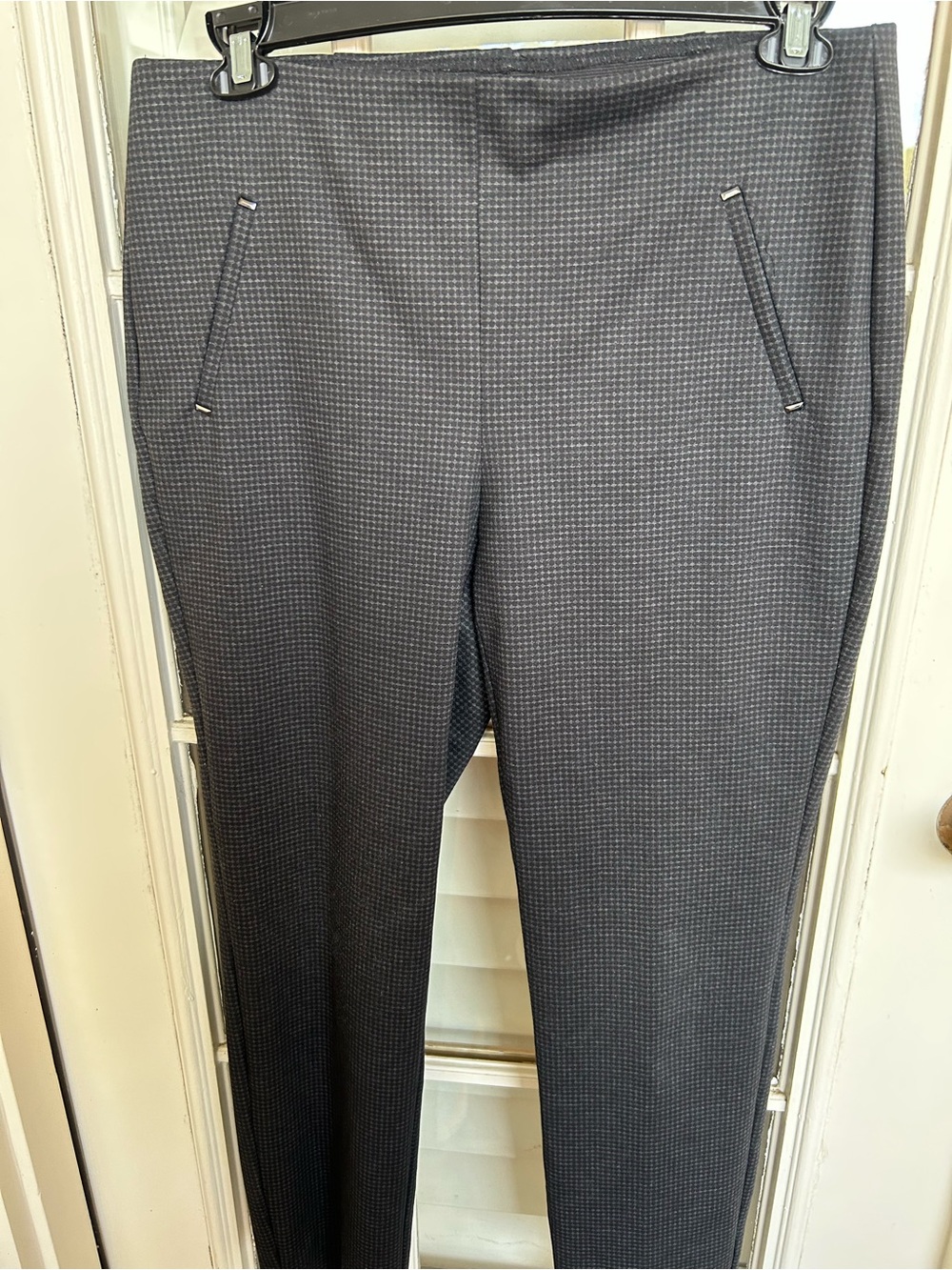 Chico's Slim Dress Pants in Charcoal Micro-Check